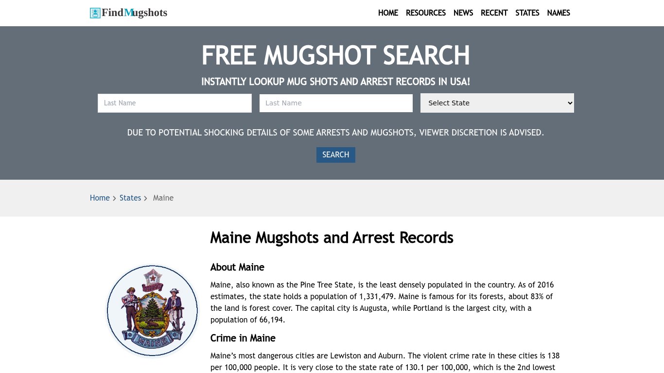 Find Maine Mugshots - Find Mugshots