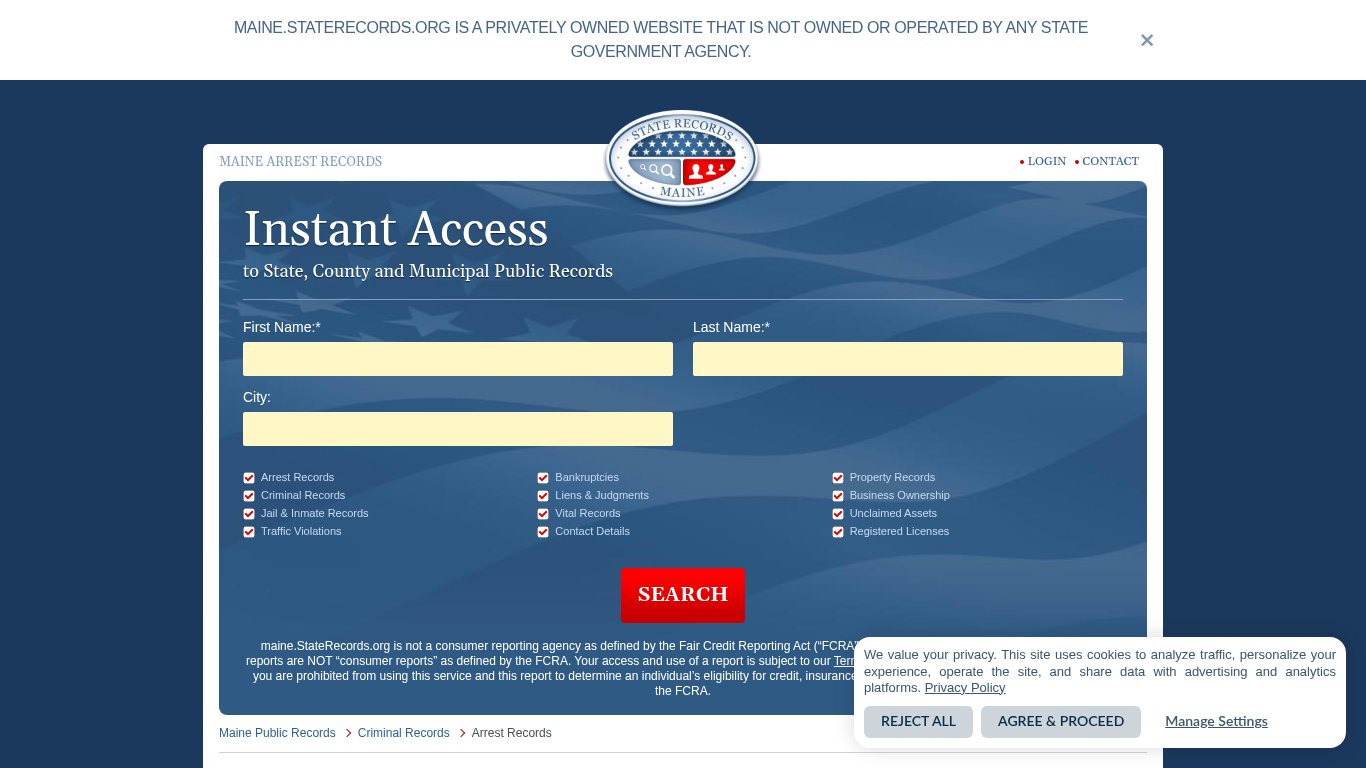 Maine Arrest Records | StateRecords.org